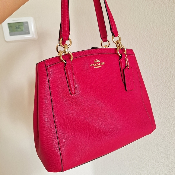 NWT Coach  Leather Minetta Crossbody Shoulder Bag Bright Pink Barbie Core $325 - Picture 5 of 8